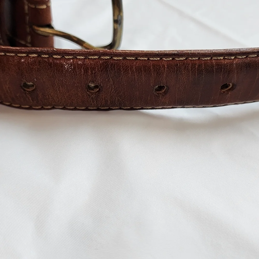 Polo Ralph Lauren Brown Tanned Leather Gold Tone Buckle Men’s Size 38